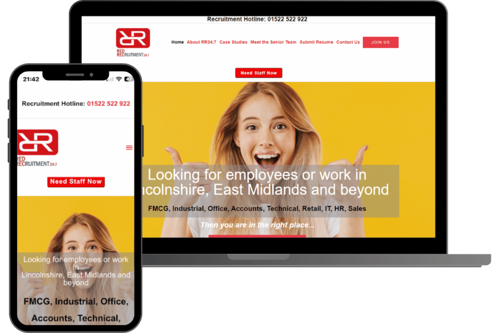 Red Recruitment 24:7 after website redesign