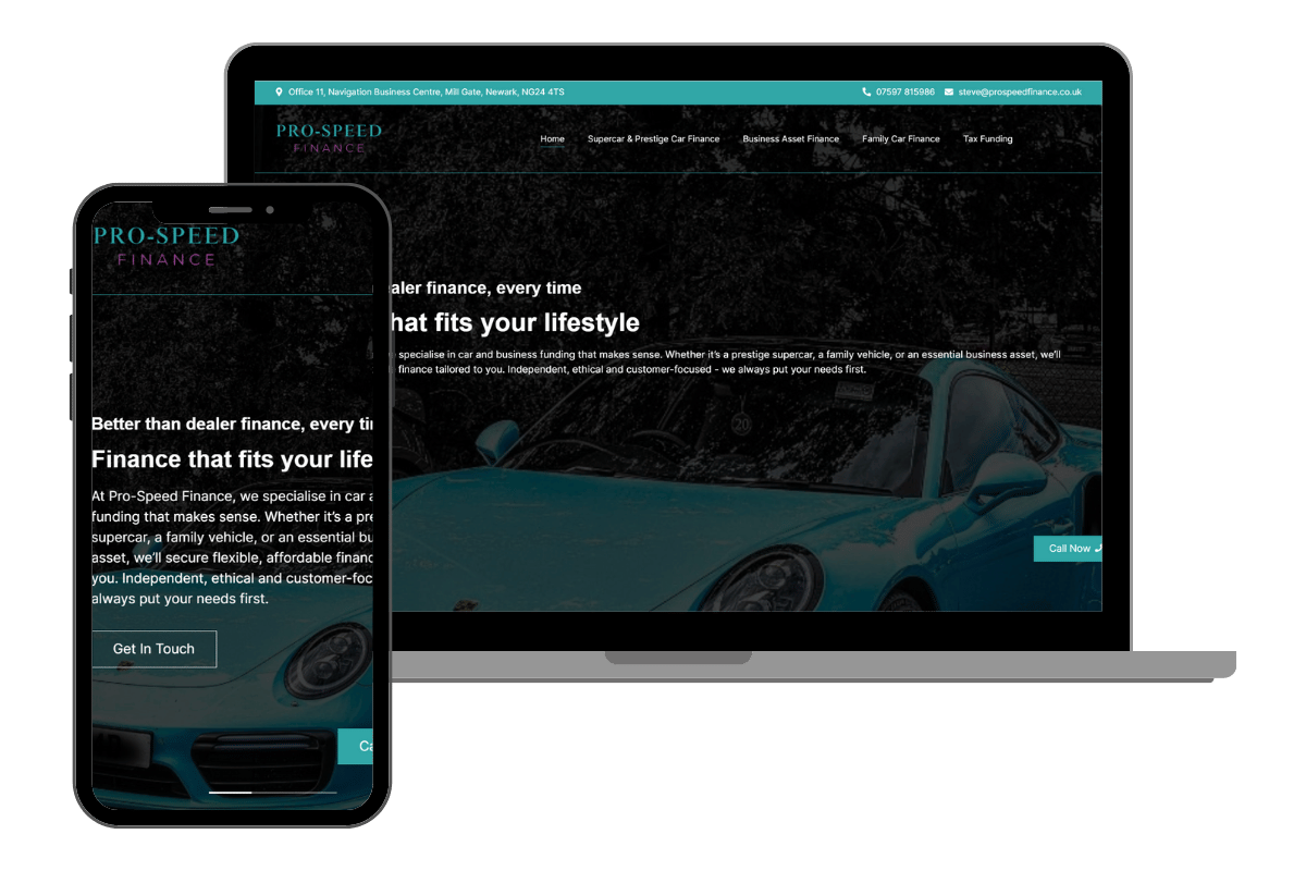 Pro Speed Finance website design case study - SwitchUp Marketing